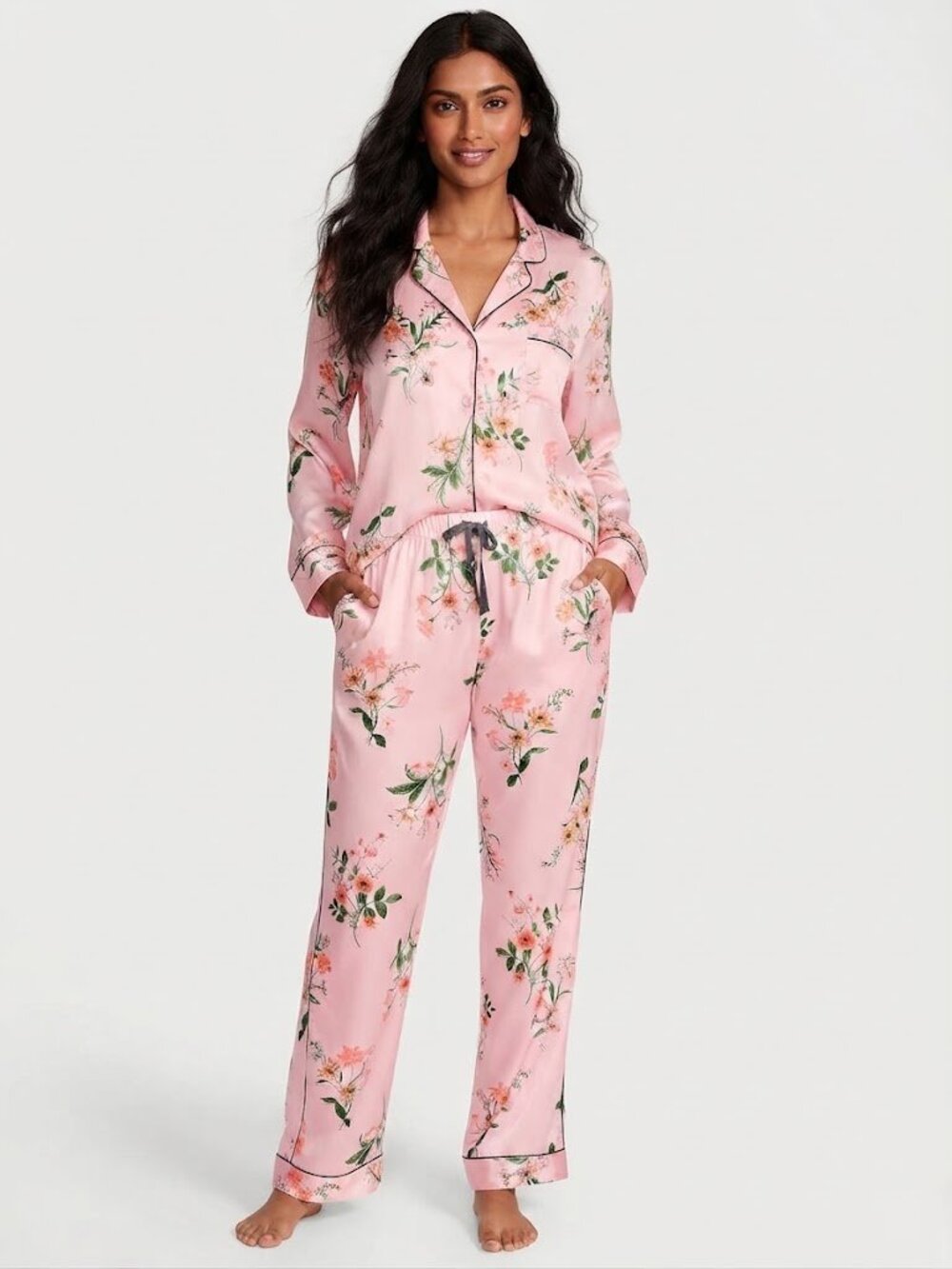 Victoria's Secret Signature Satin Long Pajama Set Size Medium NWT